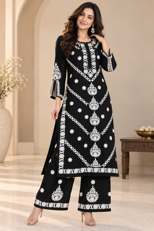 Lavender Bloom Kurta Set