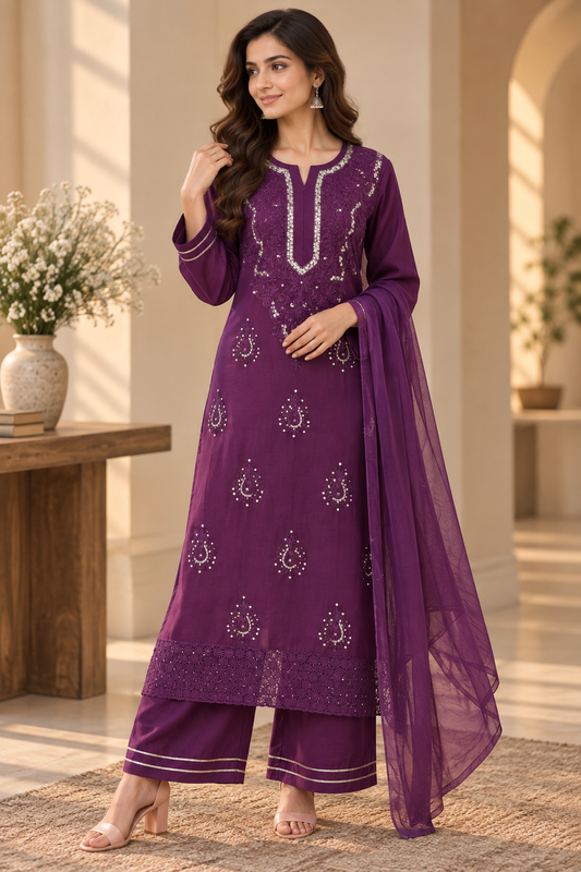 Chand Bloom Kurta Set with dupatta