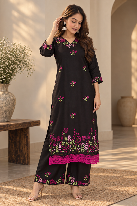 Midnight Bloom Kurta Set