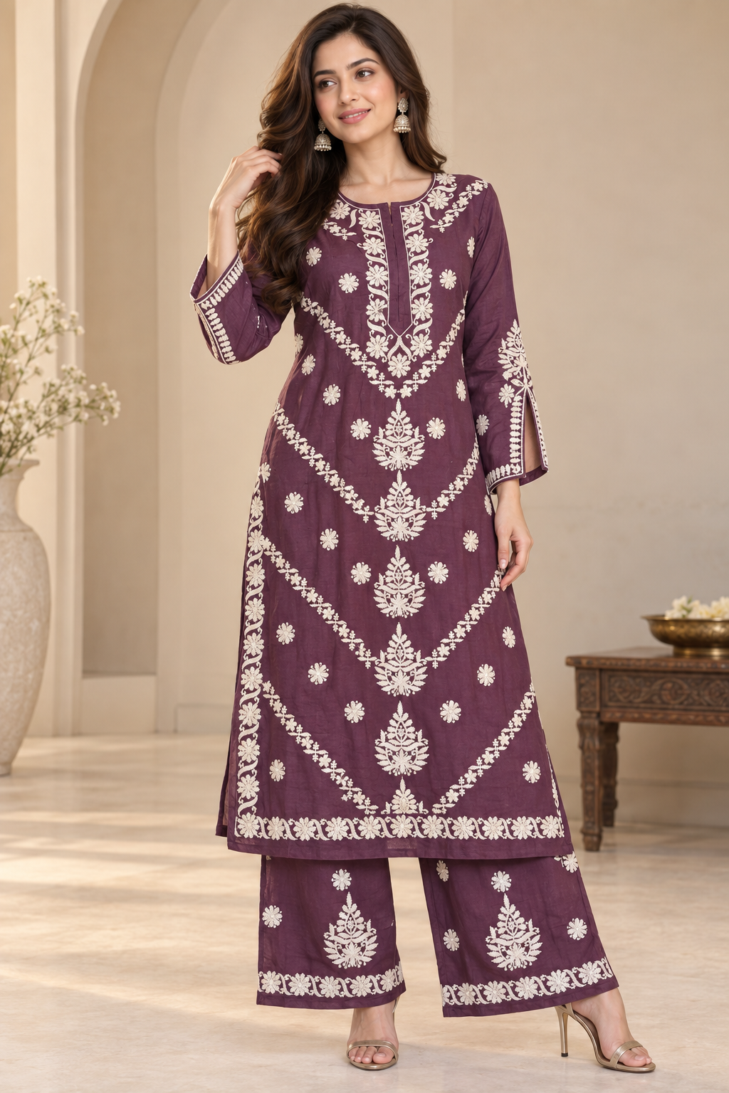 Lavender Bloom Kurta Set