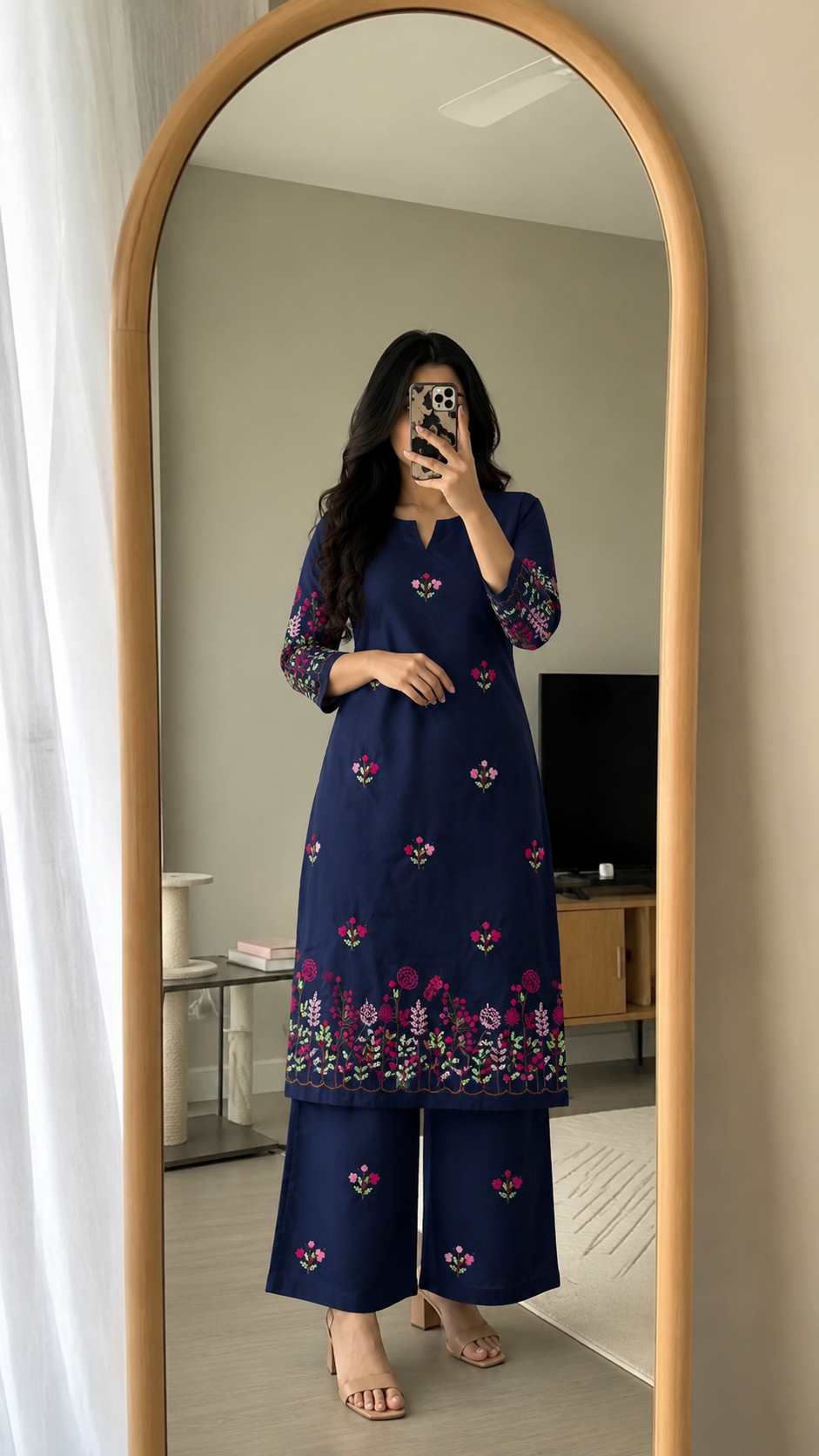 GD Gulnaar Bloom Kurta Set-Blue