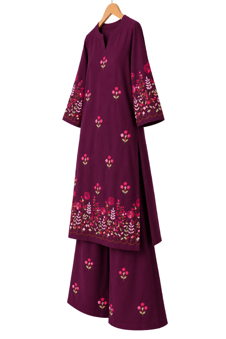 GD Gulnaar Bloom Kurta Set-Wine