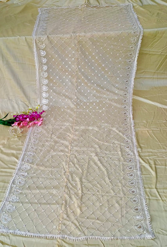 Intricate Chikankari embroidery dupatta