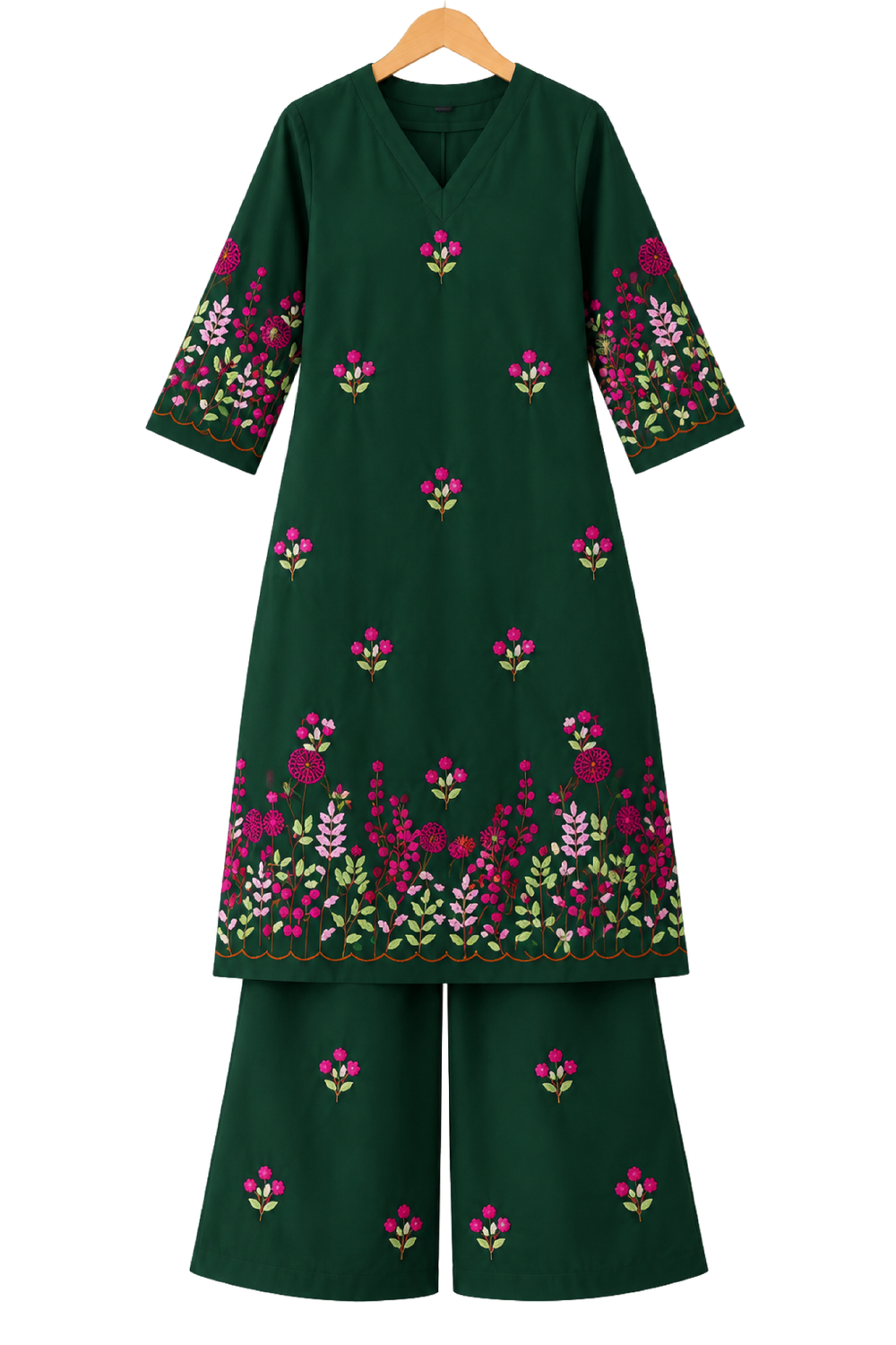 GD Gulnaar Bloom Kurta Set-Green