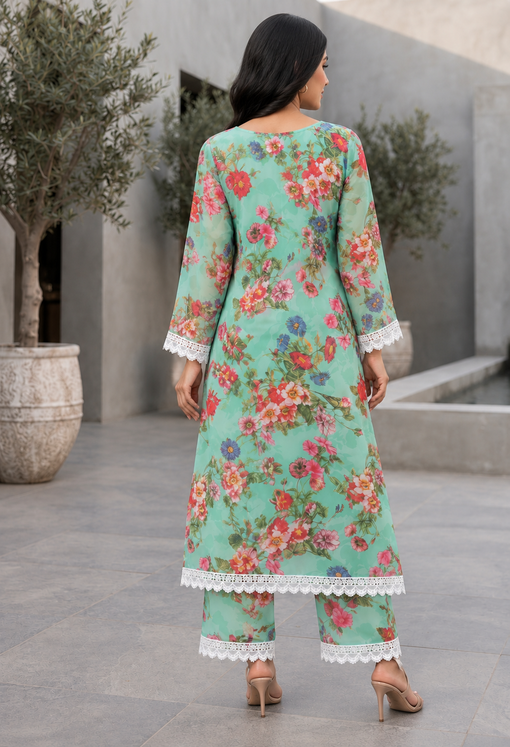 GD Raahi Gulabi Dhaga Kurta Set-Mint Green