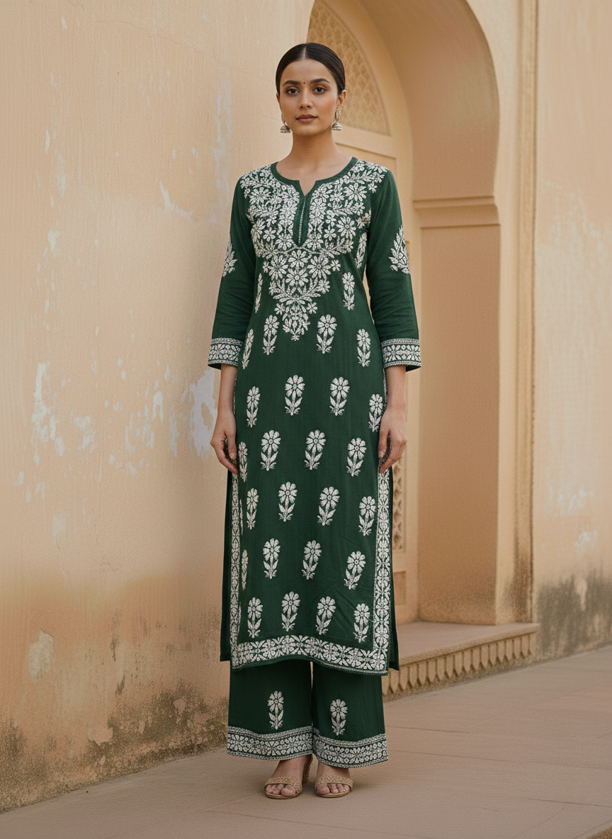 Aisha Authentic Lucknowi kurta Palazzo Set New
