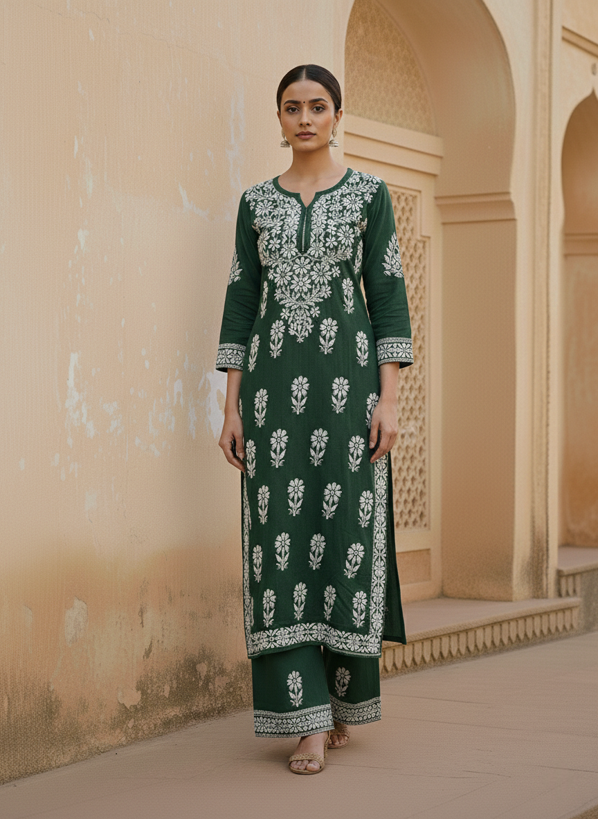 Aisha Authentic Lucknowi kurta Palazzo Set New