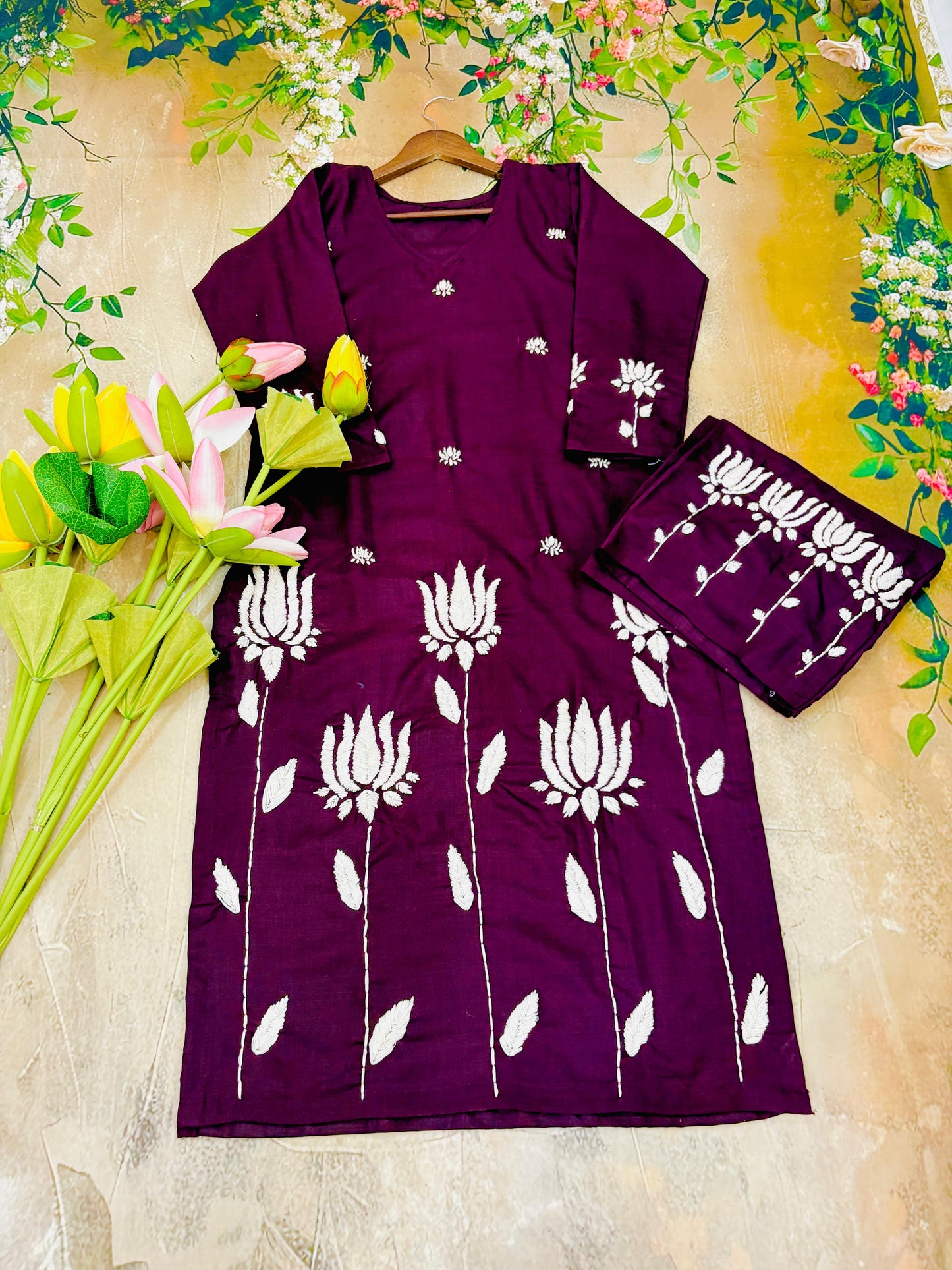Shubhkar Gulabi Dhaga Kurta Set