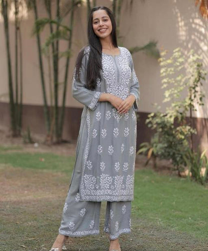 Gulabi Dhaga's Grey Kurta Set