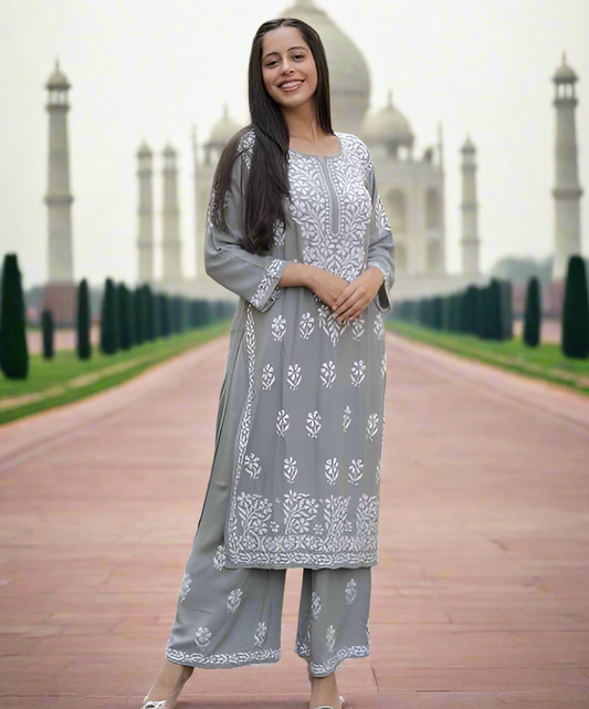 Gulabi Dhaga's Grey Kurta Set