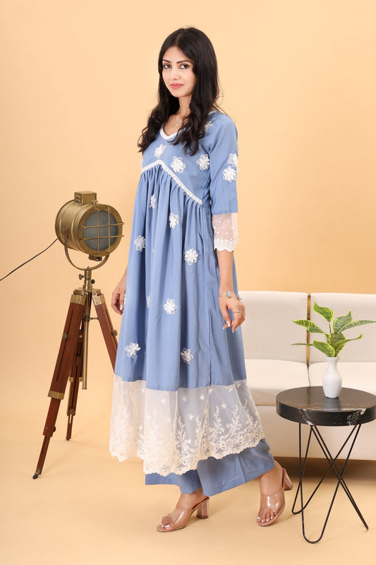 Gulabi Dhaga's Powder Blue Designer Kurta Set