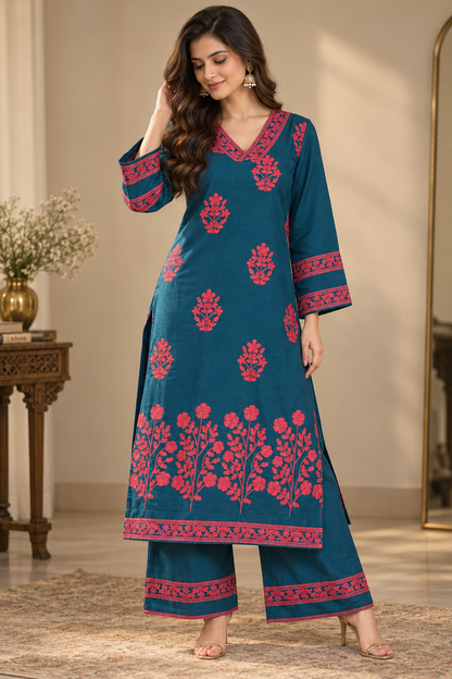 Gulmohar Bloom Kurta Set