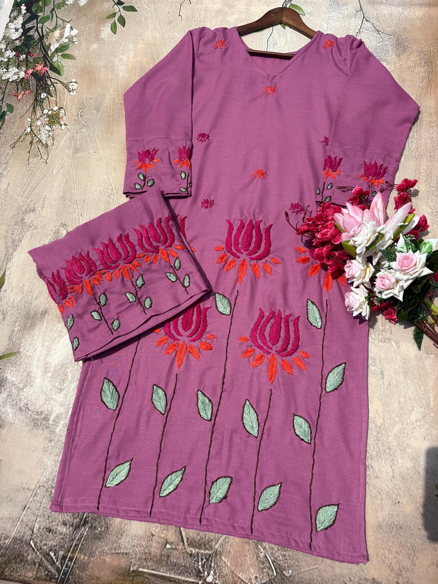 Shubhkar Gulabi Dhaga Kurta Set