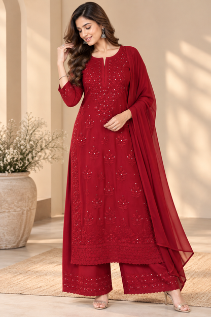Gold Bloom Kurta Set with Dupatta
