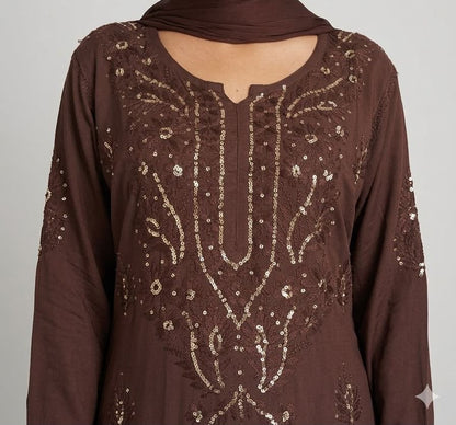 Naazakat & Noor Co Authentic Lucknowi Kurta Set with Dupatta