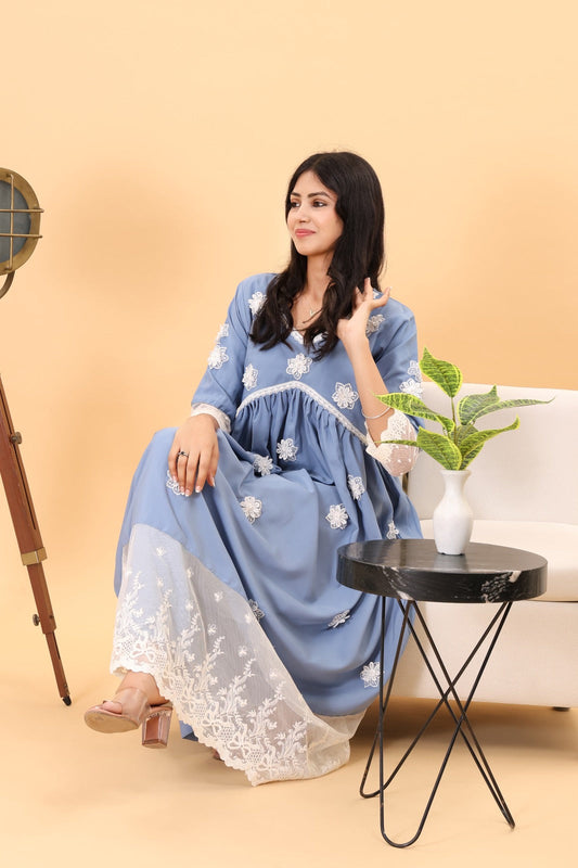 Gulabi Dhaga's Powder Blue Designer Kurta Set