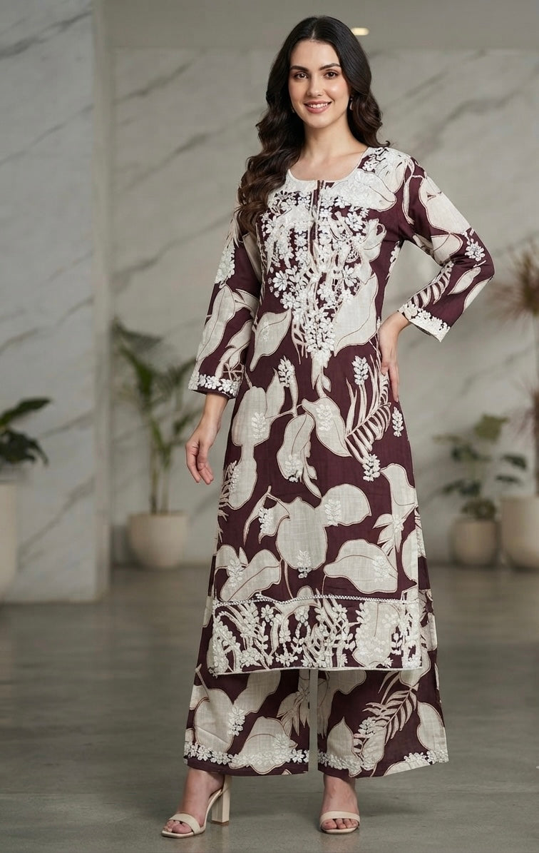 Zara Authentic Lucknowi Kurta Set in Slub Cotton 2