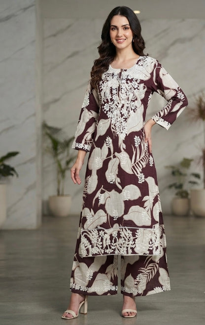 Zara Authentic Lucknowi Kurta Set in Slub Cotton 2