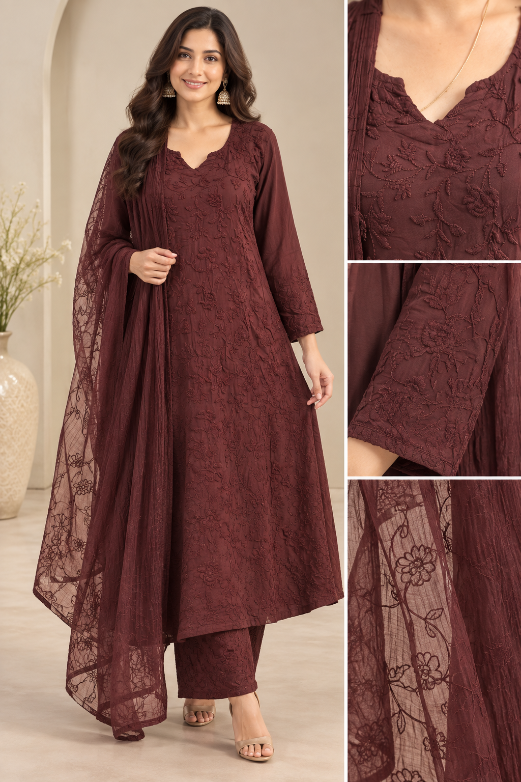 Rose Bloom Kurta Set with Dupatta