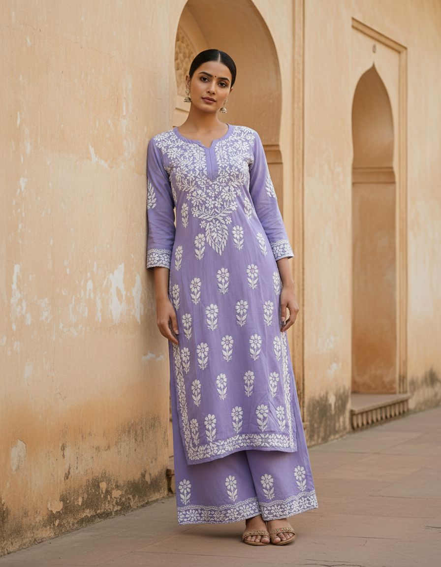 Aisha Authentic Lucknowi kurta Palazzo Set New