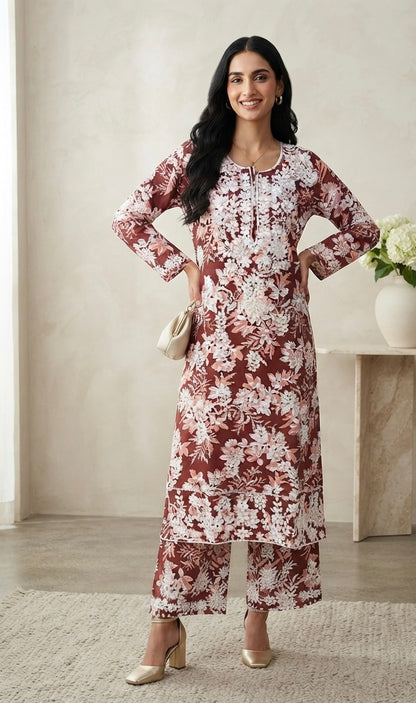 Zara Authentic Lucknowi Kurta Set in Slub Cotton 2