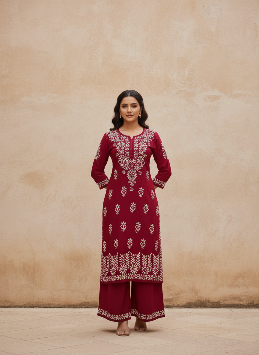 Aisha Authentic Lucknowi kurta Palazzo Set New