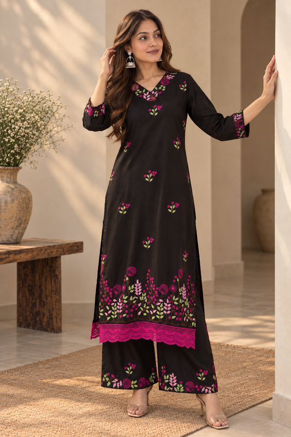 Midnight Bloom Kurta Set