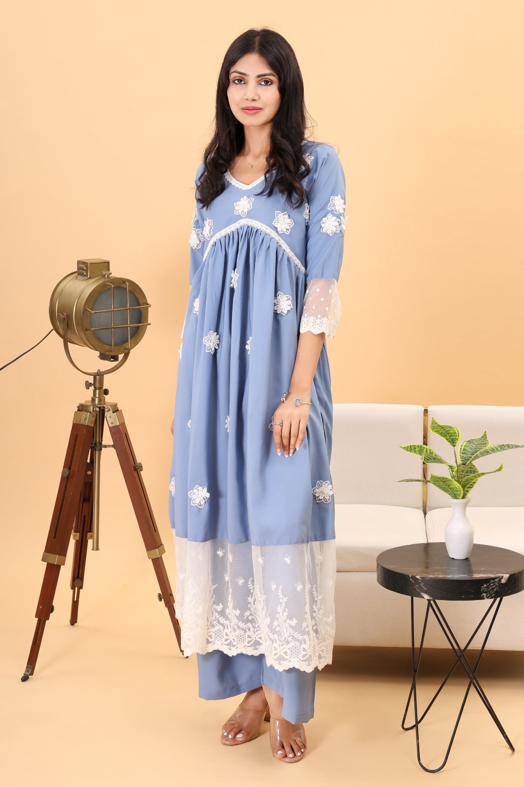 Gulabi Dhaga's Powder Blue Designer Kurta Set