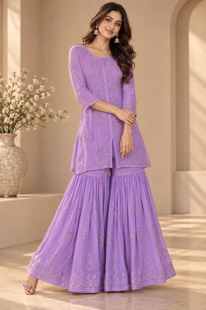Diya Bloom Kurta Set- sharara set