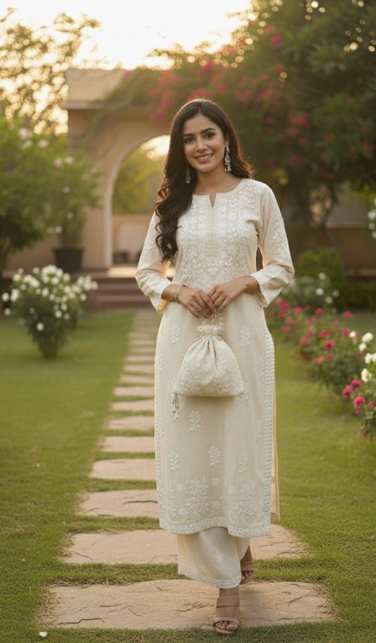 Nazakat Chandni Authentic Gulabi Dhaga’s Kurta Set