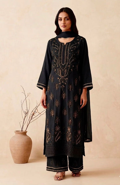 Naazakat & Noor Co Authentic Lucknowi Kurta Set with Dupatta