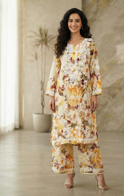 Zara Authentic Lucknowi Kurta Set in Slub Cotton 2