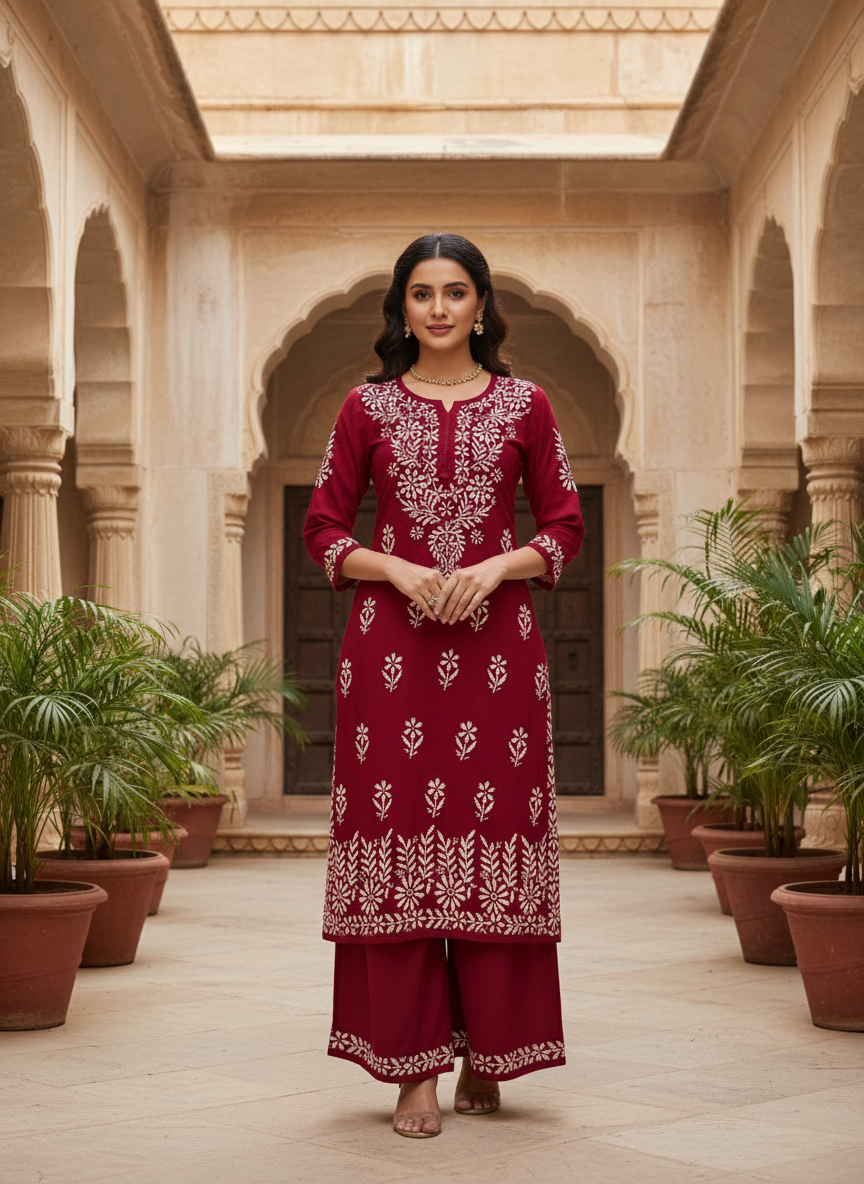 Aisha Authentic Lucknowi kurta Palazzo Set New