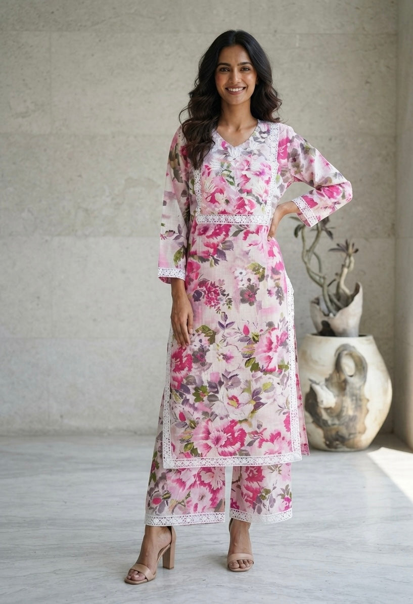 Raahi Gulabi Dhaga Kurta Set