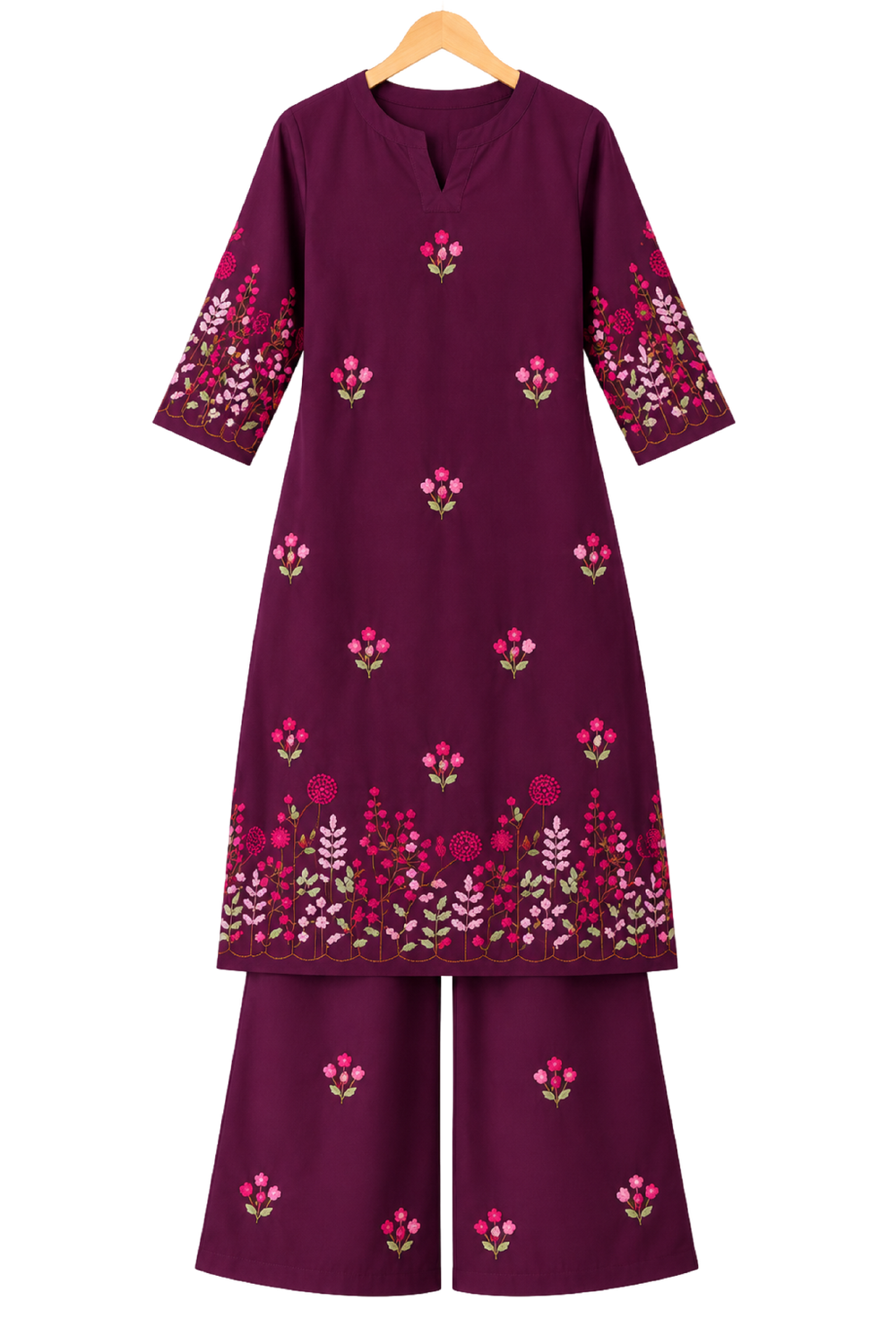 GD Gulnaar Bloom Kurta Set-Wine