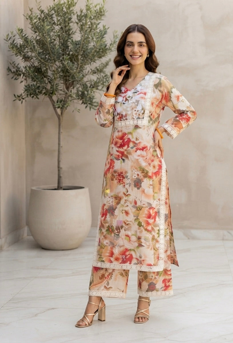 Raahi Gulabi Dhaga Kurta Set