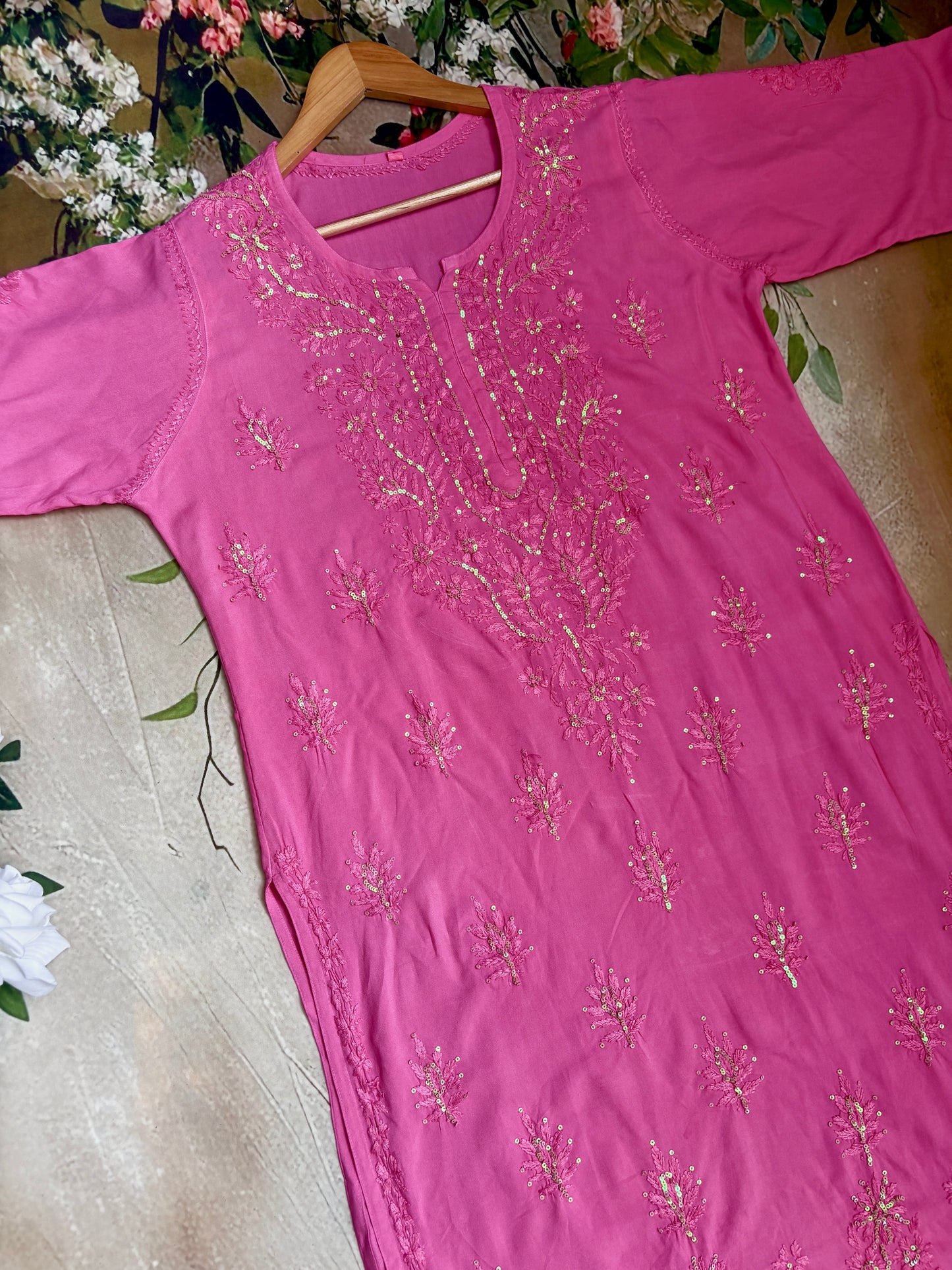 Naazakat & Noor Co Authentic Lucknowi Kurta Set with Dupatta