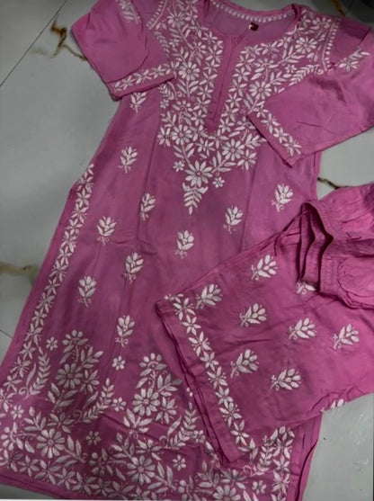 Aisha Authentic Lucknowi kurta Palazzo Set
