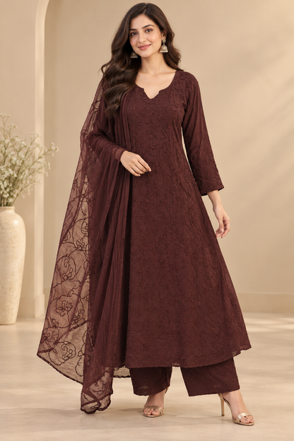 Rose Bloom Kurta Set with Dupatta
