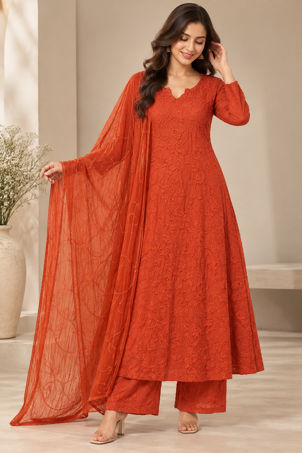 Rose Bloom Kurta Set with Dupatta