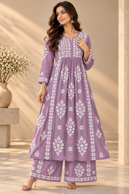 Crystal Bloom Kurta Set- Nayera Style