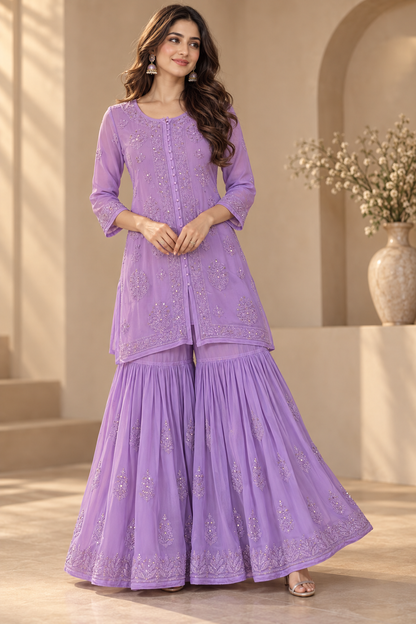 Diya Bloom Kurta Set- sharara set