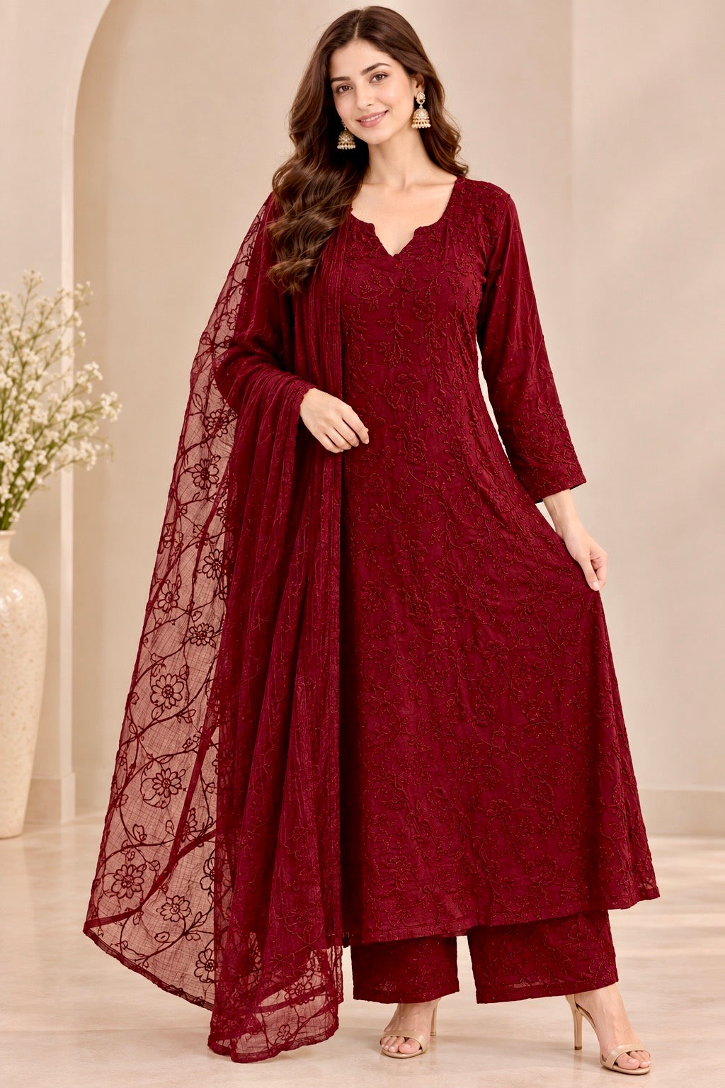 Rose Bloom Kurta Set with Dupatta
