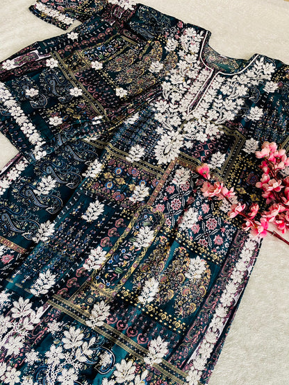 Tiya 2 Lucknowi kurta Palazzo Set