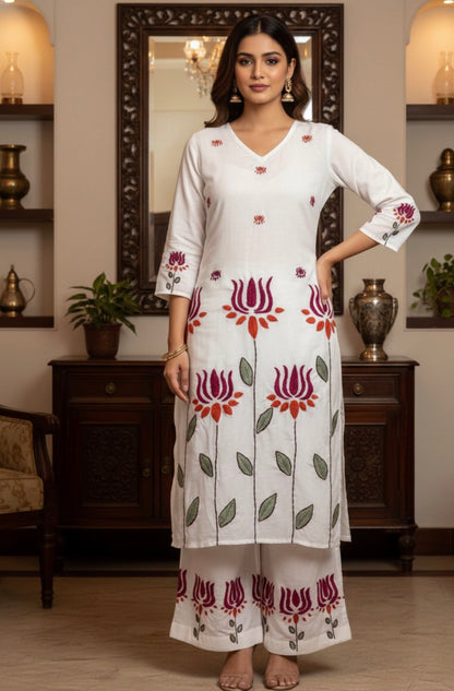 Zara Authentic Lucknowi Kurta Set in Slub Cotton 2