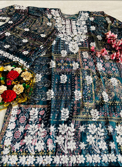 Tiya 2 Lucknowi kurta Palazzo Set