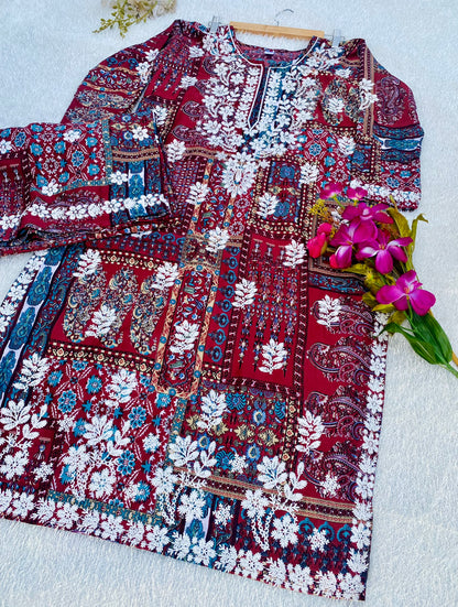 Tiya 2 Lucknowi kurta Palazzo Set