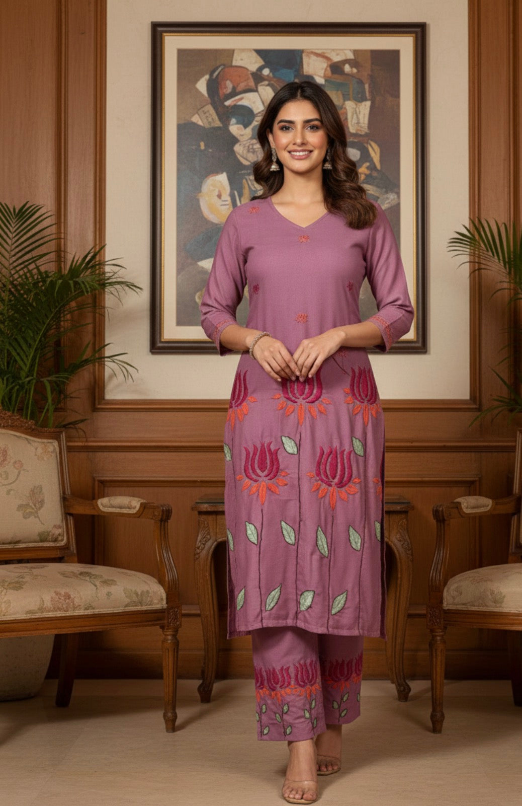 Zara Authentic Lucknowi Kurta Set in Slub Cotton 2