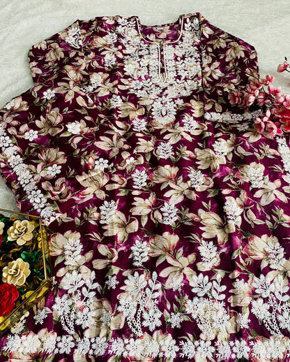 Tiya 2 Lucknowi kurta Palazzo Set