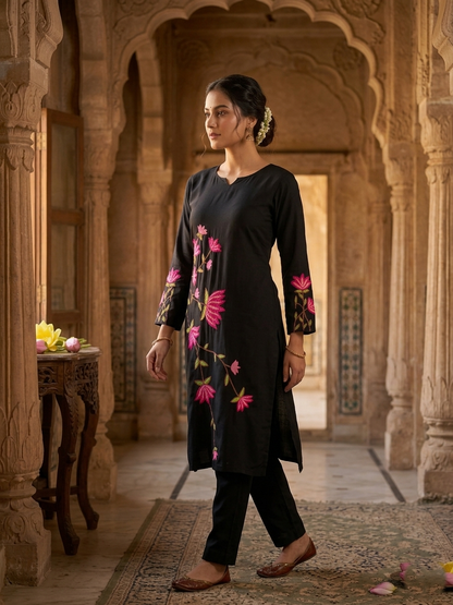 Black Raaga Gulabi Dhaga Kurta Set